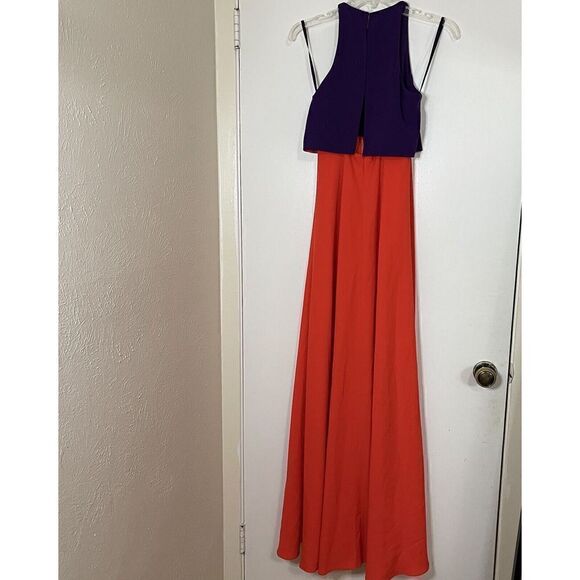 NWT Jill Stuart Popover Color block maxi purple and orange gown size US 0 $298 - Picture 11 of 11